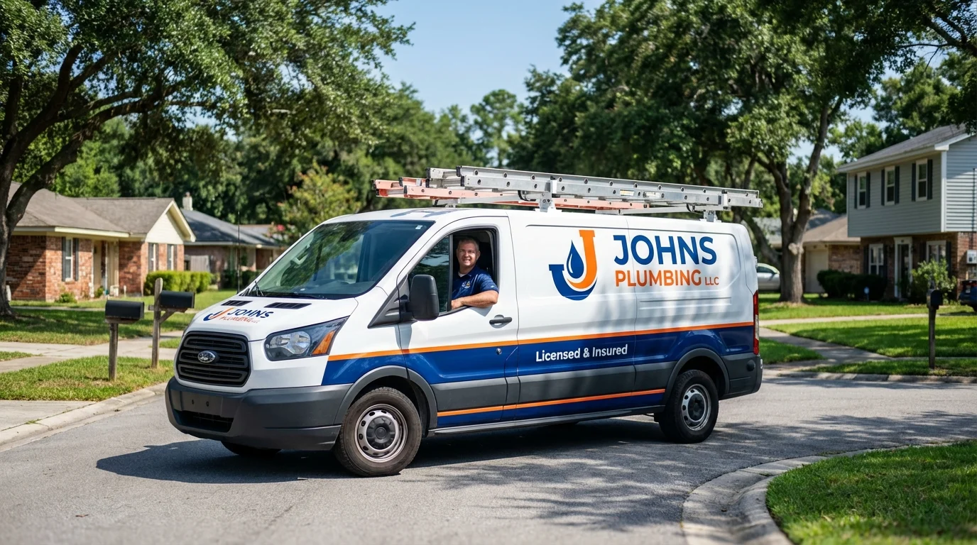 Johns Plumbing LLC service van in Hahira, GA