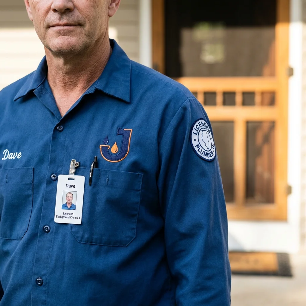Licensed plumber showing ID badge in Hahira, GA